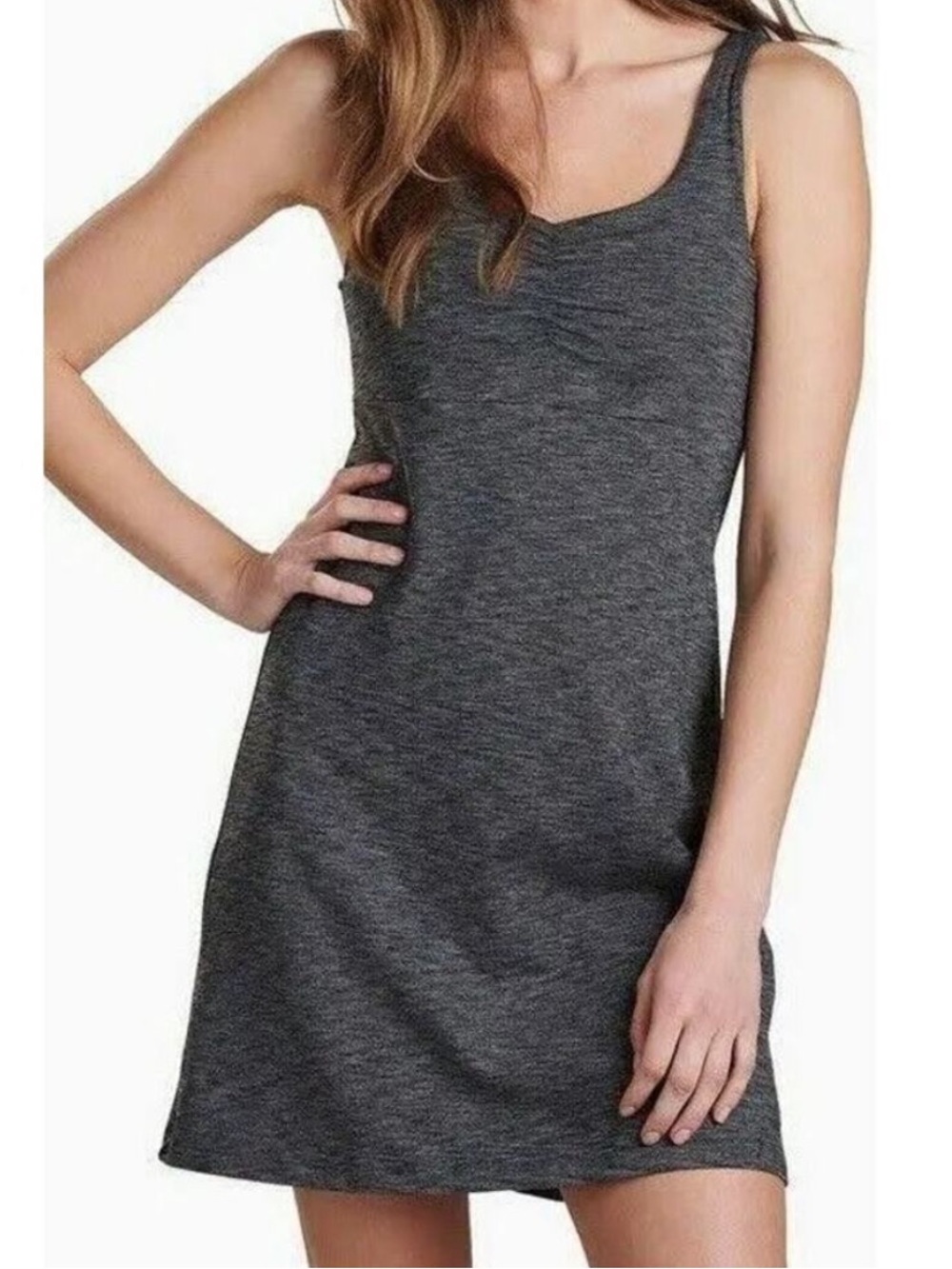 KUHL ‘Harmony’ Built-In Bra Performance Tank Dress In Dark Heather
